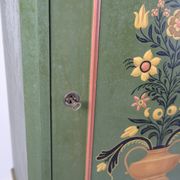 Antique Cabinet Hand Painted With Floral Decorations From 1890s