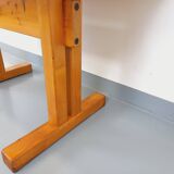 Charlotte Perriand Les Arcs vintage rectangular pine dining table from the 60s 70s