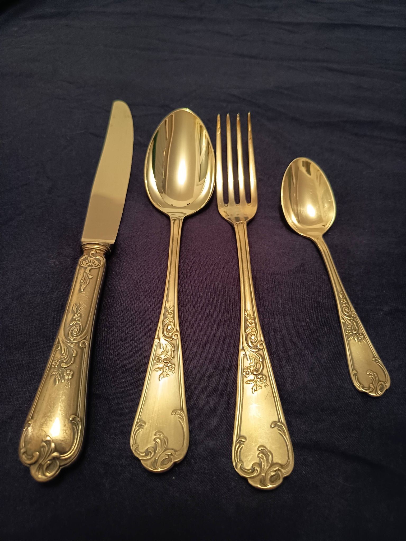 Antique silver-plated flatware set. Complete service for 12 people.