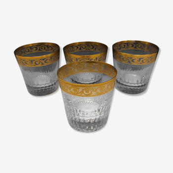 Set of 4 whisky glasses in cut crystal of Saint Louis model Thistle