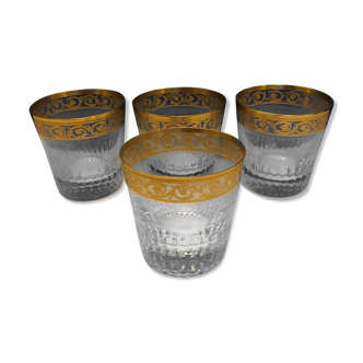 Set of 4 whisky glasses in cut crystal of Saint Louis model Thistle