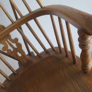 Mid century solid oak lyre-back Windsor elbow chair, 1960s