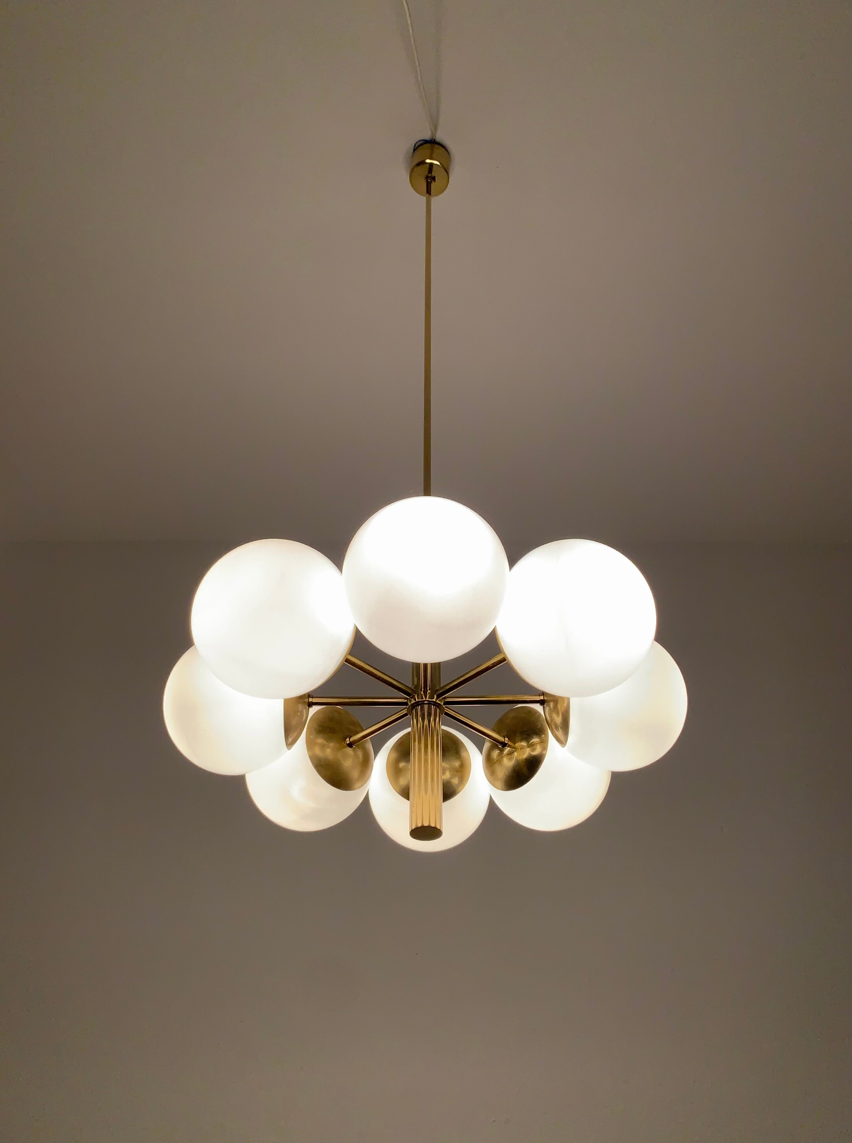 Brass Sputnik chandelier by Kaiser Leuchten
