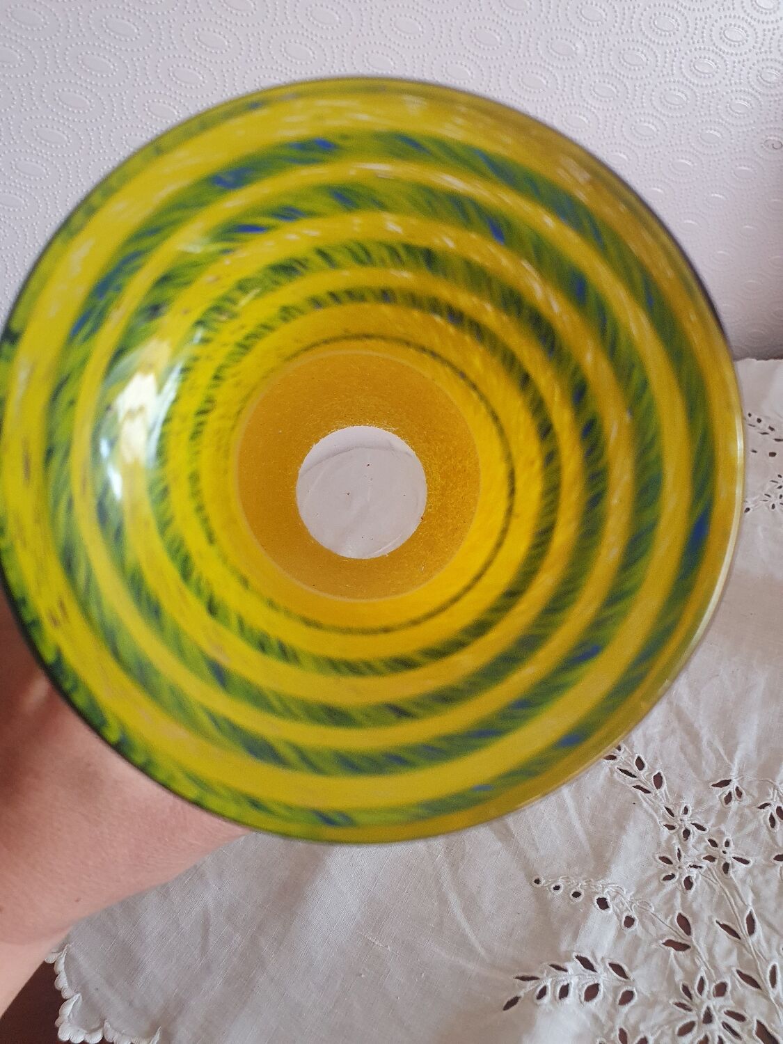 Vintage speckled glass vase from the 50s 60s