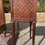 Louis XVI style marquetry & bronze bed and bedside table