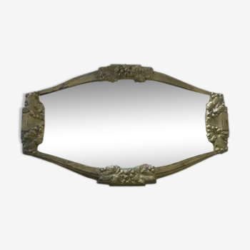 Art Deco mirror in gold metal - 39x23cm