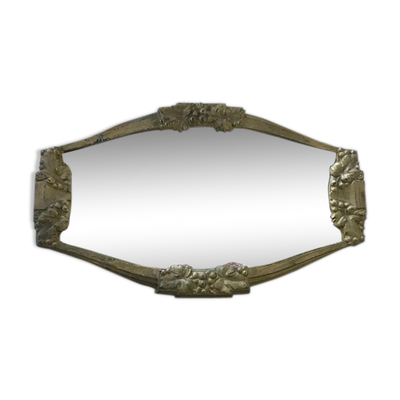 Miroir Art Déco en métal doré - 39x23cm
