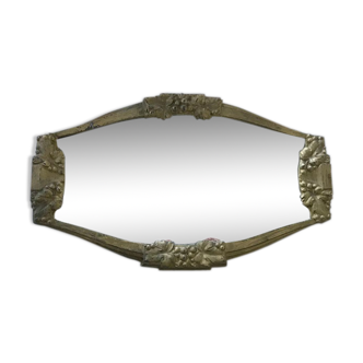 Miroir Art Déco en métal doré - 39x23cm