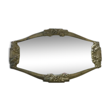 Art Deco mirror in gold metal - 39x23cm