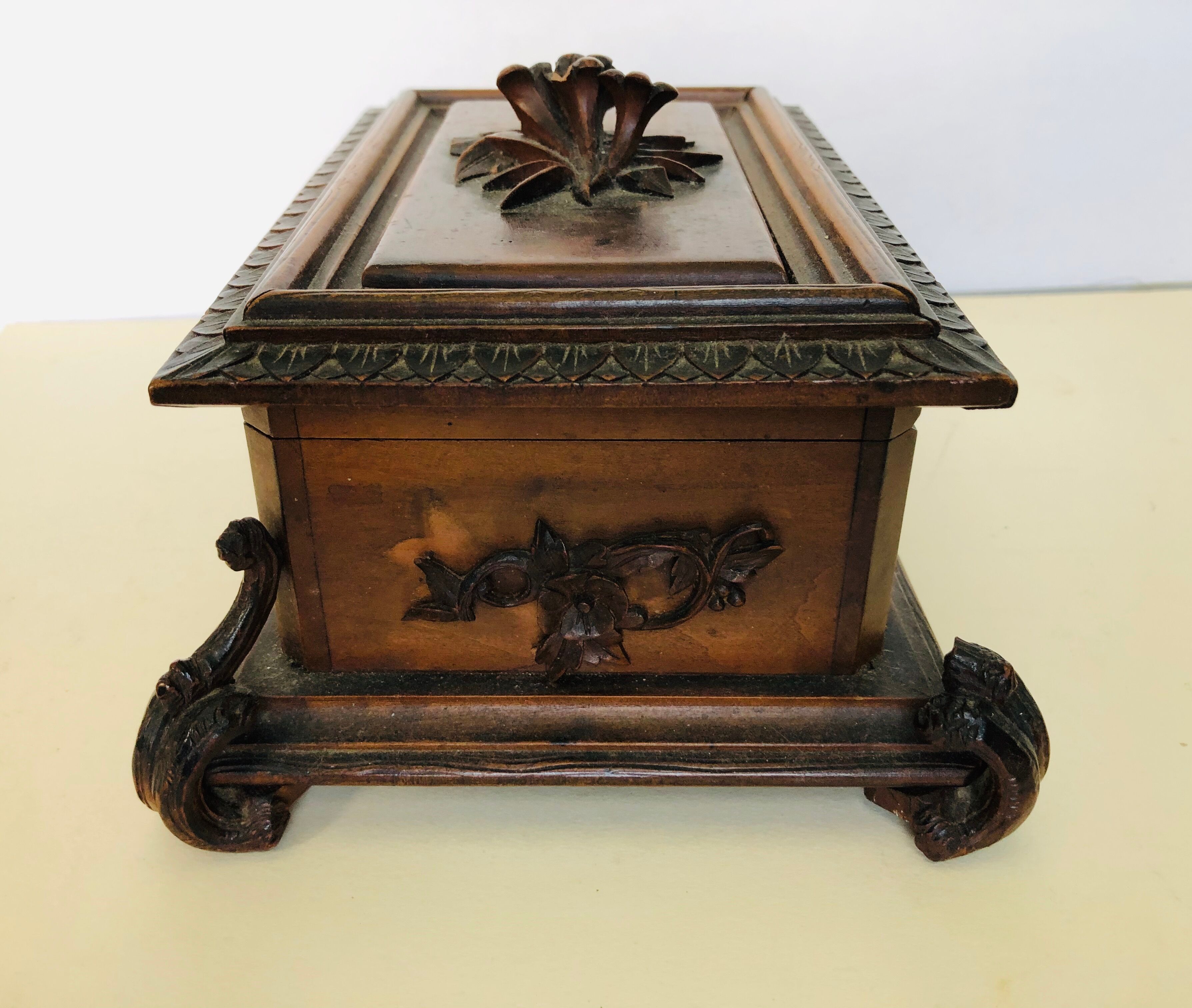 Ancient carved wooden box