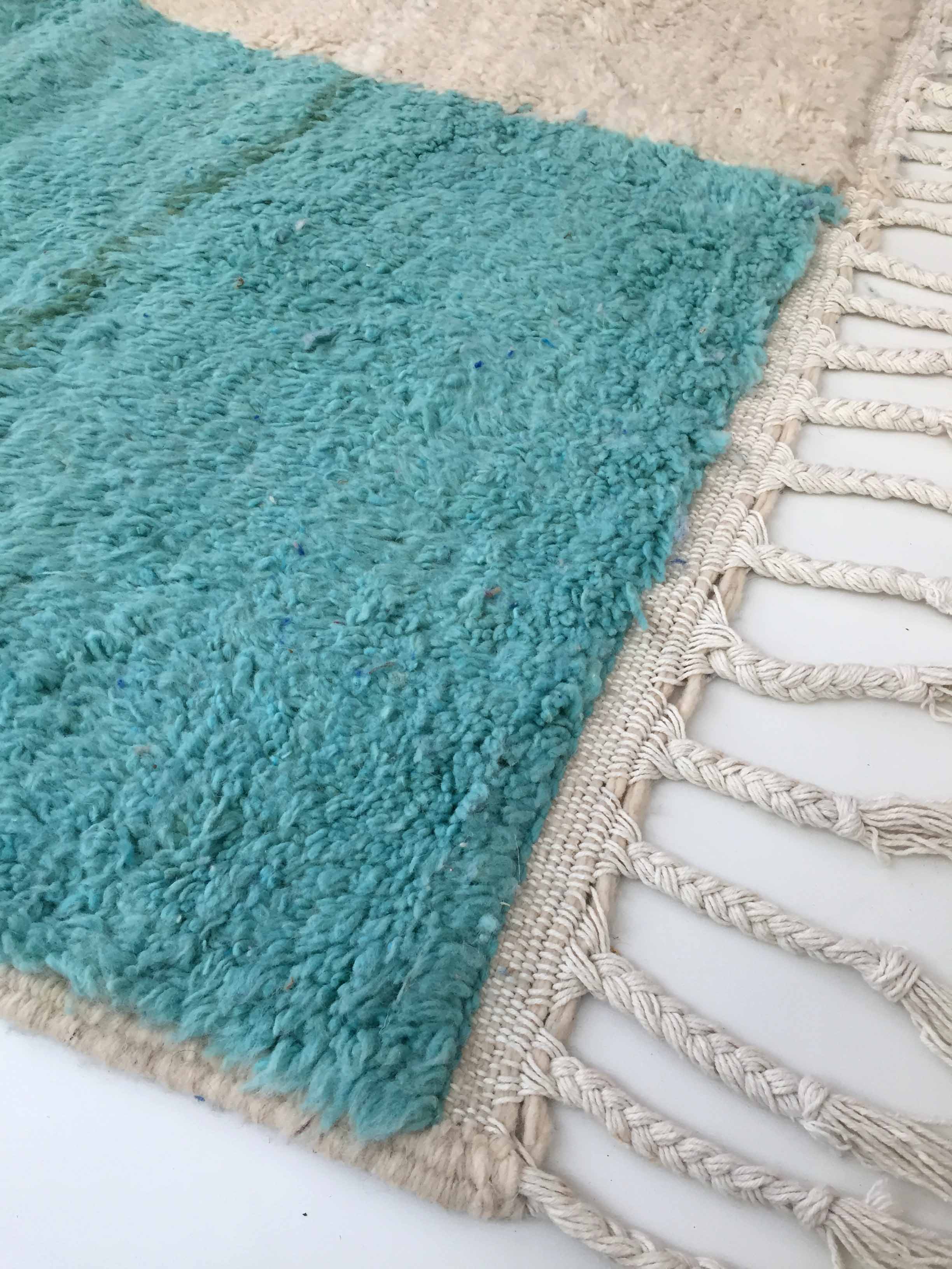 Moroccan Berber carpet Boujaad ecru with colorful flats 273x206cm