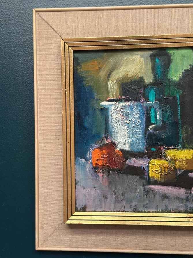 Original Swedish Oil on Canvas – Abstract Still Life – Signed – Vintage