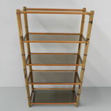 Bamboo display cabinet with 5 smoked glass shelves