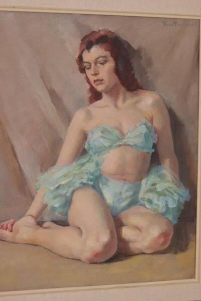 Huile sur toile originale française – « Portrait de femme » par Philippe de Rougemont – vintage et encadrée – 72,5 × 64 cm (28,5" × 25,2")