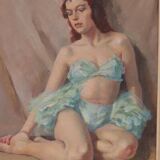 Huile sur toile originale française – « Portrait de femme » par Philippe de Rougemont – vintage et encadrée – 72,5 × 64 cm (28,5" × 25,2")