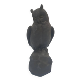 Owl sculpture, black lawinit, art. Curth, Henker & Co., Germany, 1920s.