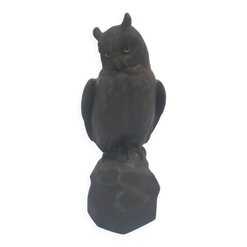 Sculpture hibou, lawinit noir, art. Curth, Henker & Co., Allemagne, années 1920.