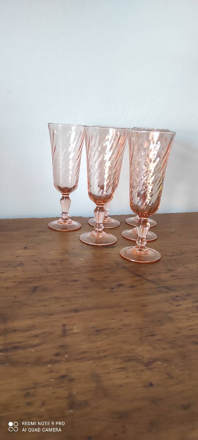 Set of 6 Rosaline champagne flutes