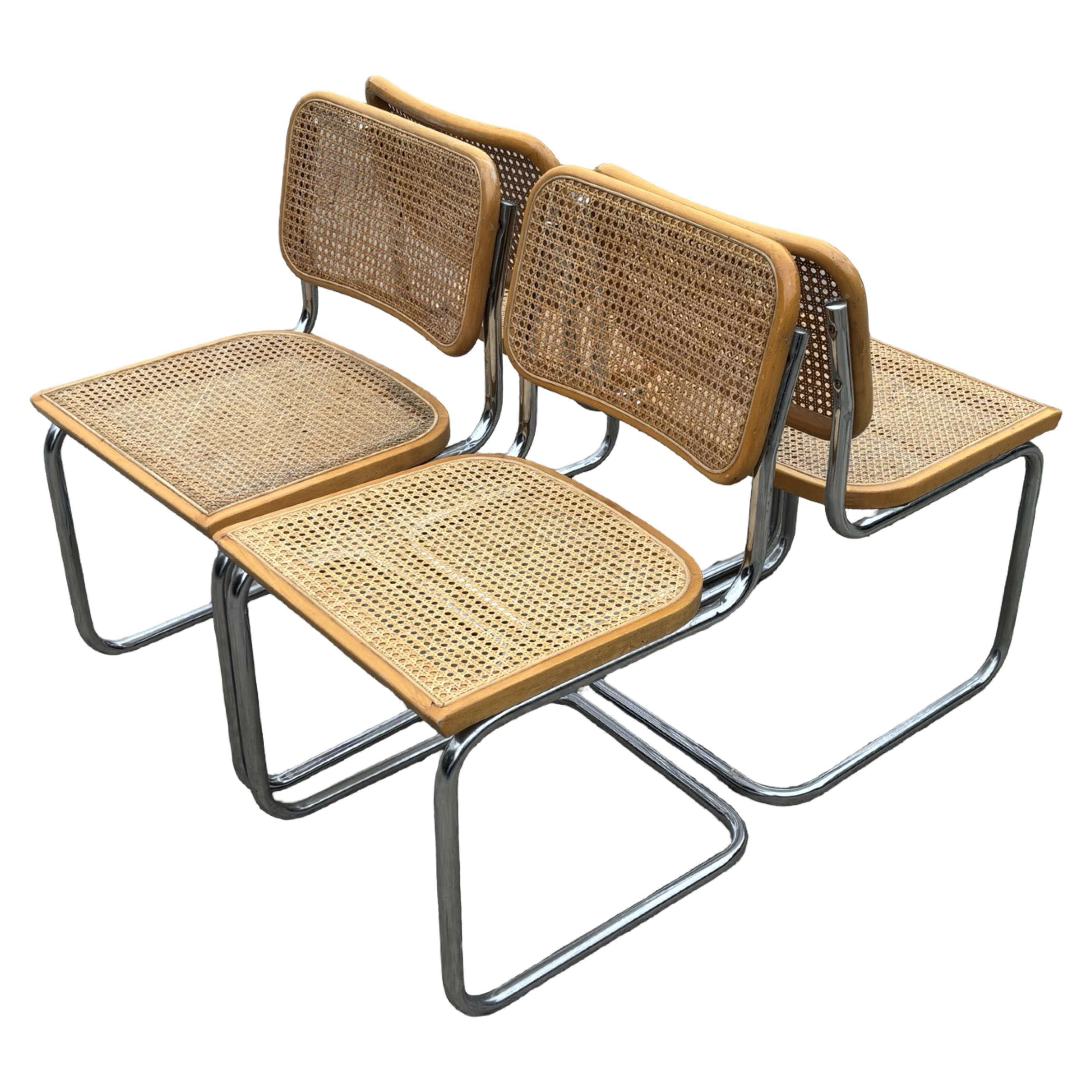 Set of 4 chairs Cesca B32 designed by Marcel Breuer design made in Italy
