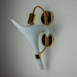 White fleur-de-lys wall lamp, murano glass, Italy, 1970