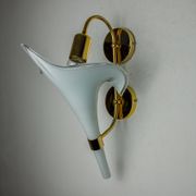 Applique fleur de lys blanche, verre de murano, Italie, 1970