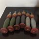 Set of Moulin Roty brand wooden bowling on roller cart, limited series.