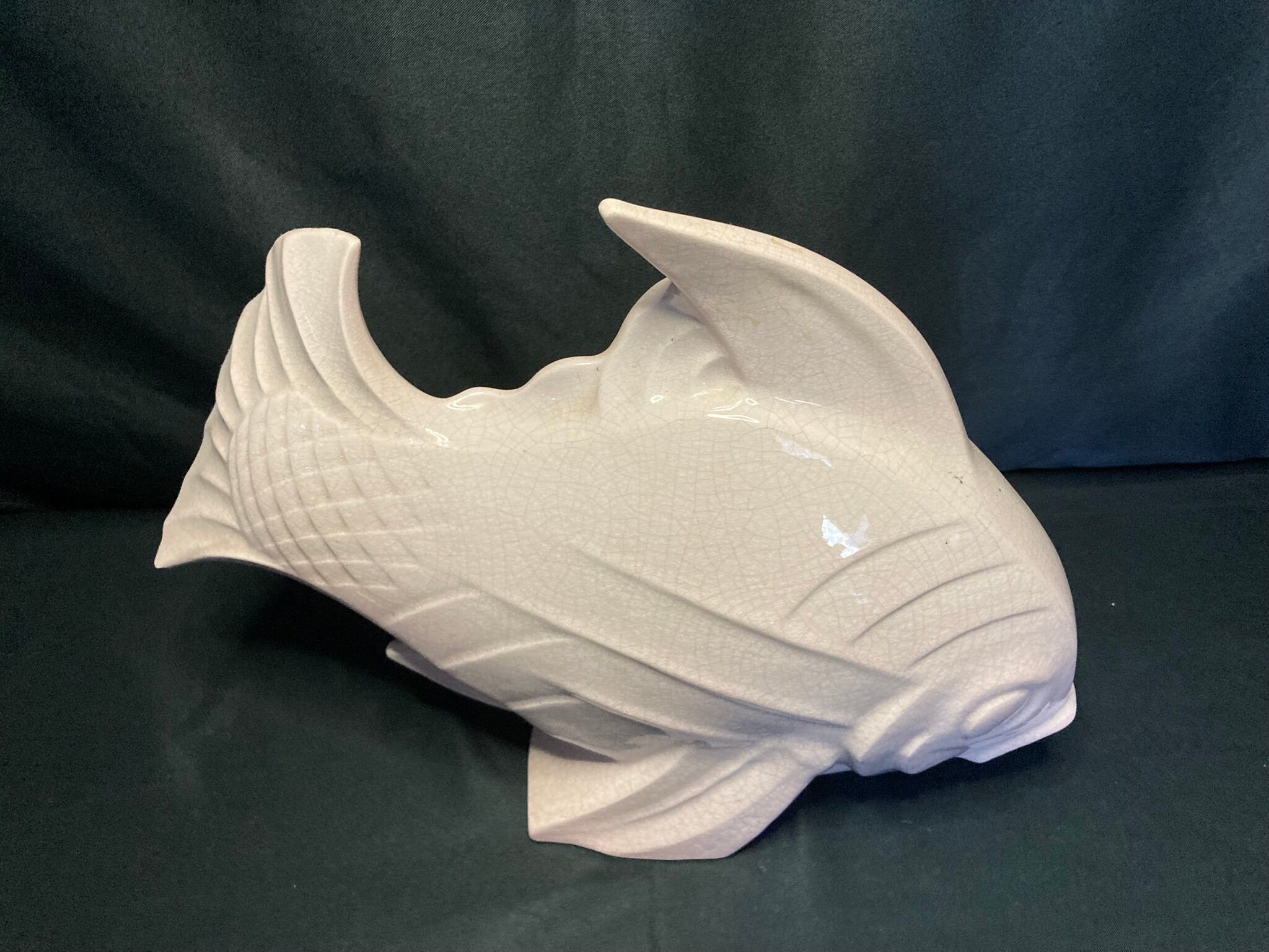 Le Jan, large ceramic fish cracked art deco circa 1930