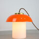 Mid-century orange glass & brass mushroom lamp