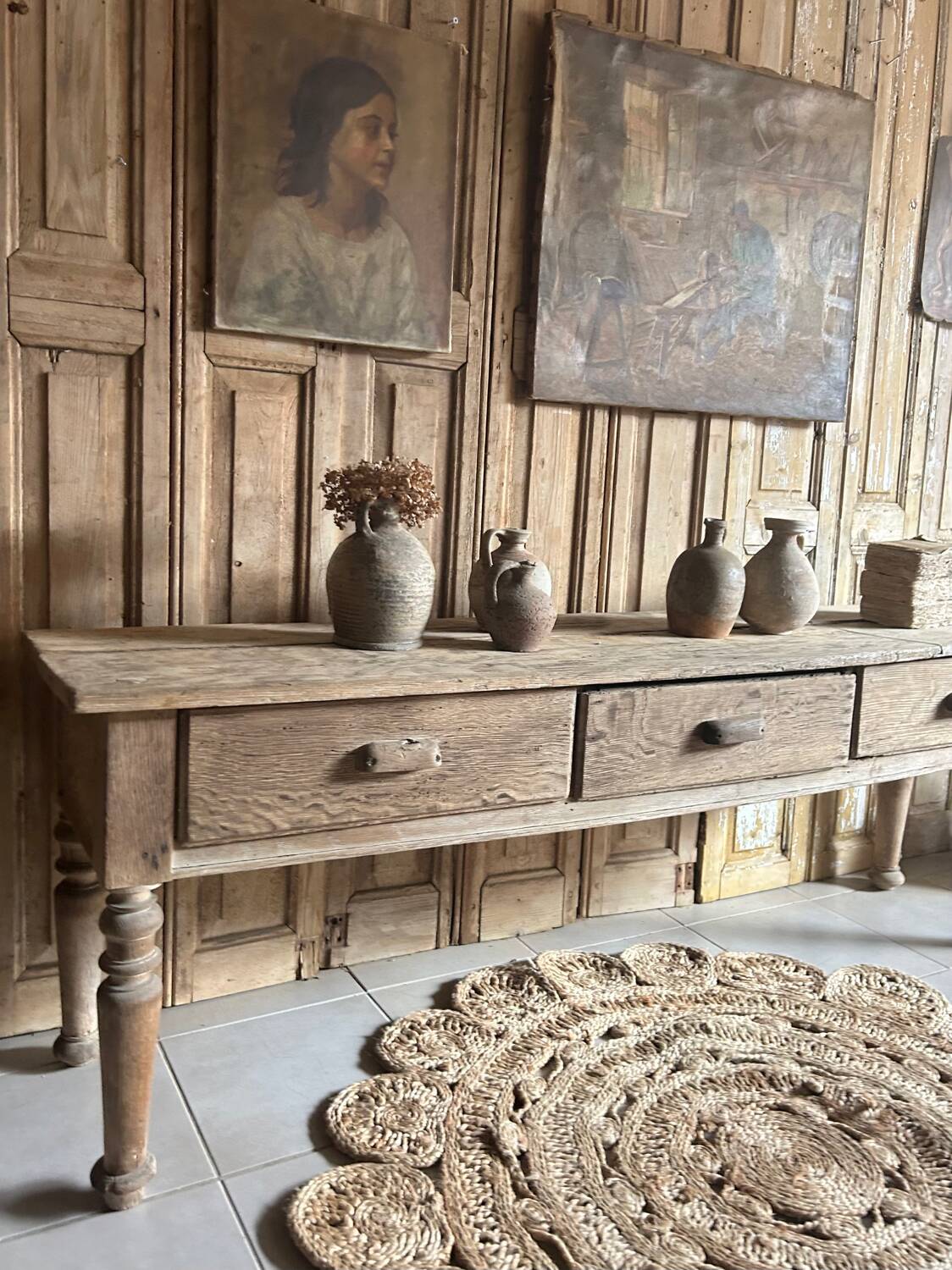 Ancienne table à cruche , console