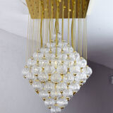 Venini mid century italian flushmount murano glass bubbles and brass chandelier