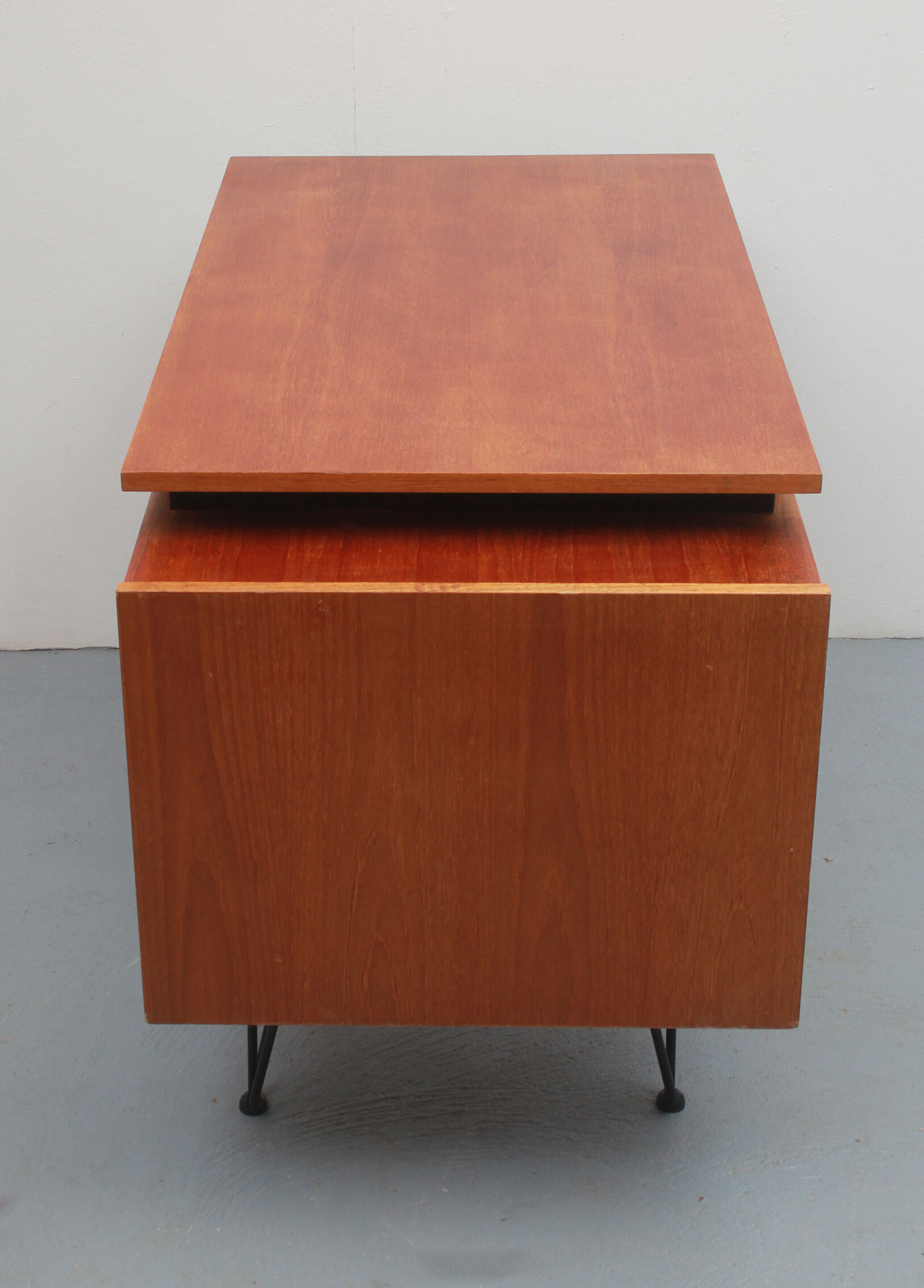 1950s hairpin desk in teak from Netherlands