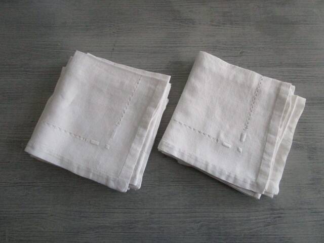 9 large old embroidered napkins