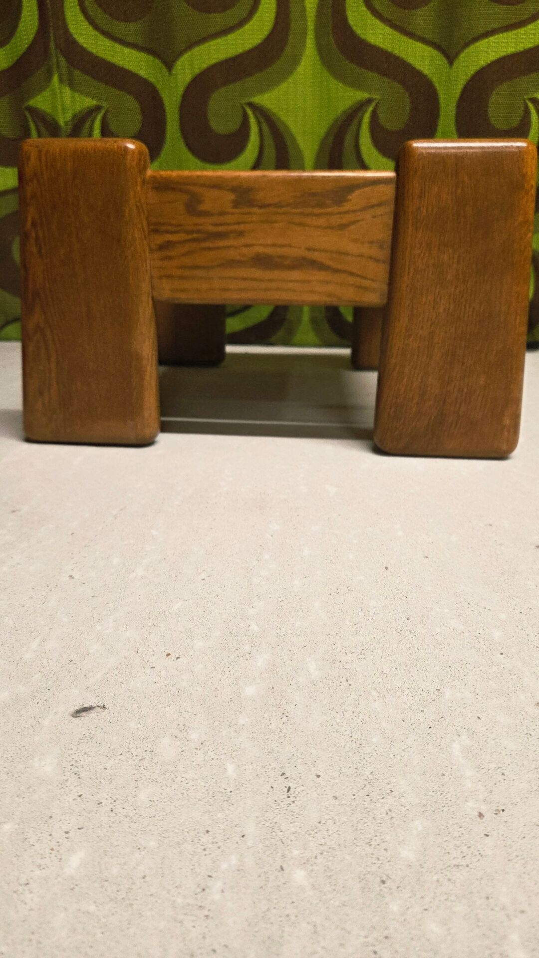 Brutalist oak footstool coffee table - 1970s