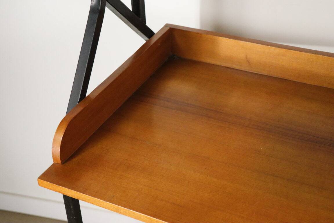 Vintage desk with modular bookcase in wood and metal, 1960