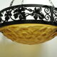 Art Deco wrought iron glass suspension Degué
