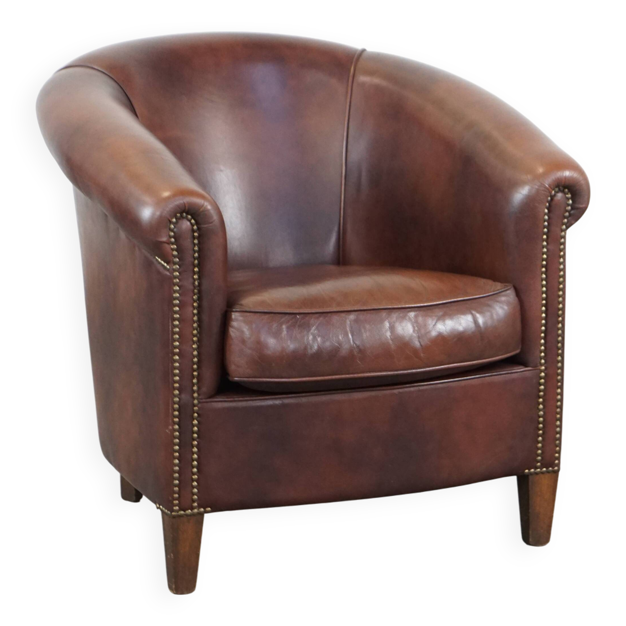 Cow leather club chair in English style
