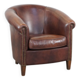 Cow leather club chair in English style