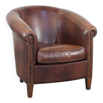 Cow leather club chair in English style