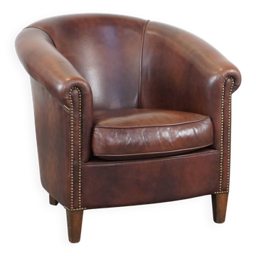 Cow leather club chair in English style