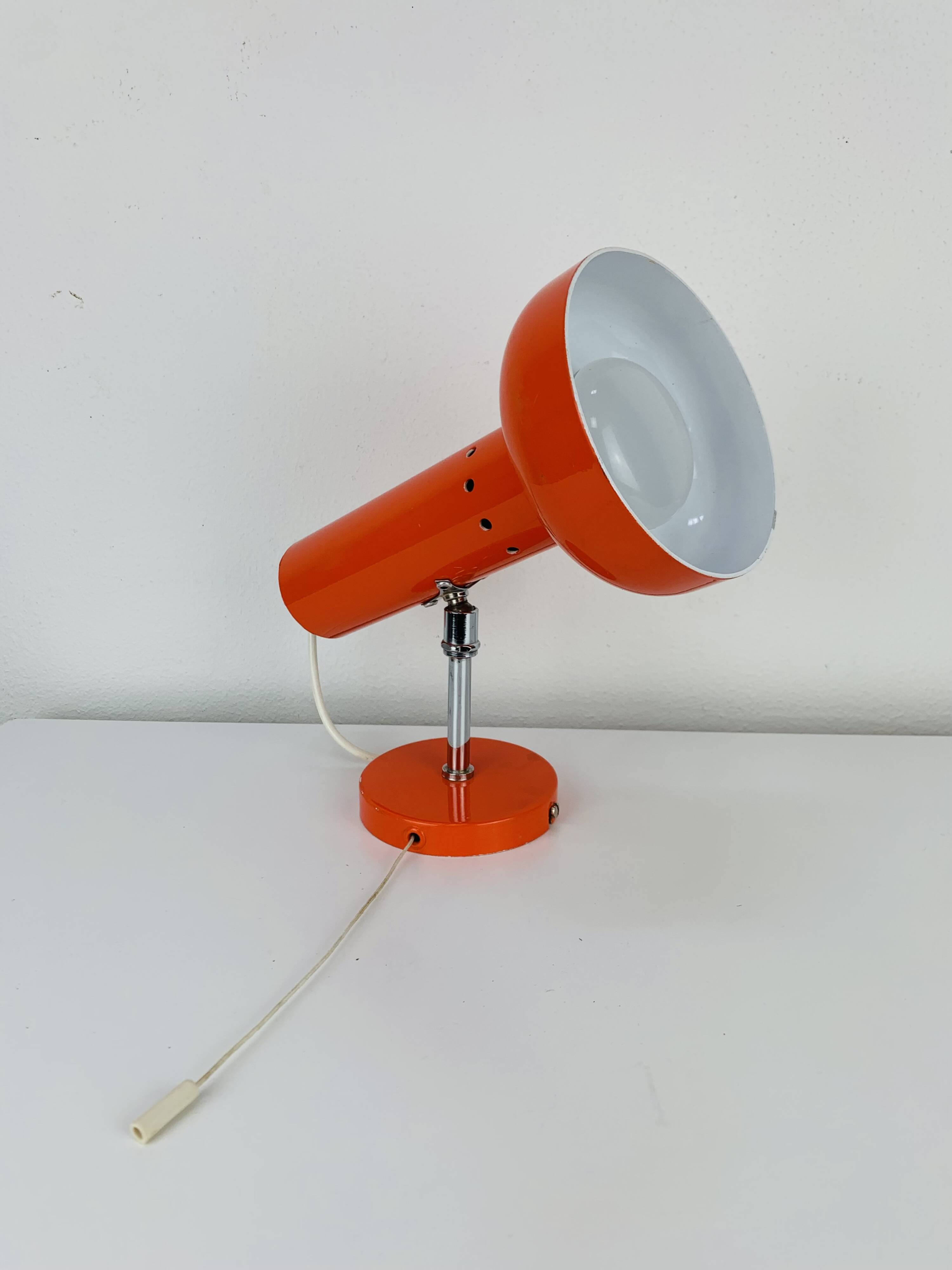 Vintage 70s orange spotlight wall light, space age