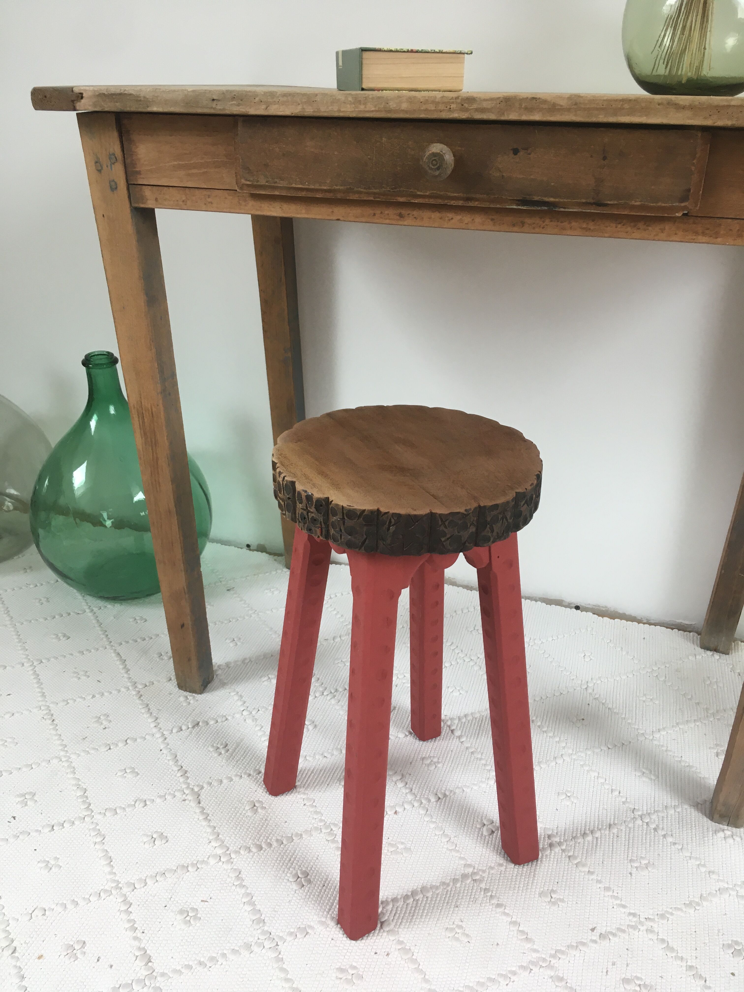 Carved wooden stool