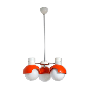 suspension en métal à trois points avec boules de verre, Napako TYP 81339, Tchécoslovaquie, années 1970