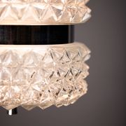 Vintage Crystal Glass Chandelier: Mid-Century Modern Austrolux Pendant Ligh