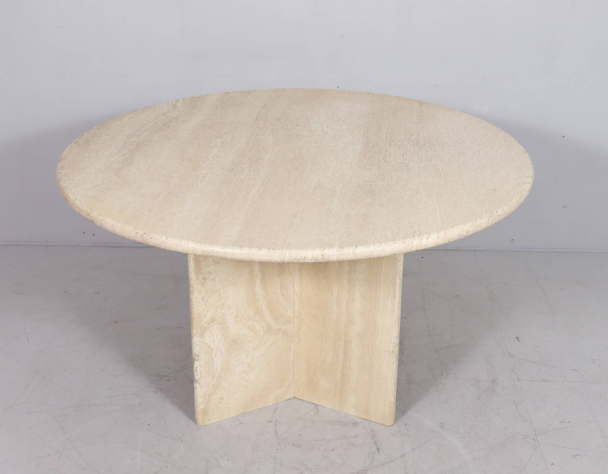 Italian travertine dining table, 1970s