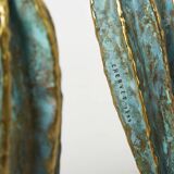 Brass cactus and parrot sculpture console Alain Chervet 1989