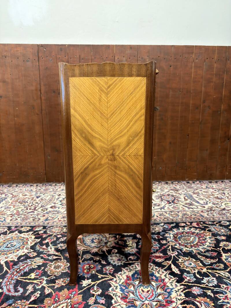 Set of Classic English Nightstand with Books and Marqueterie