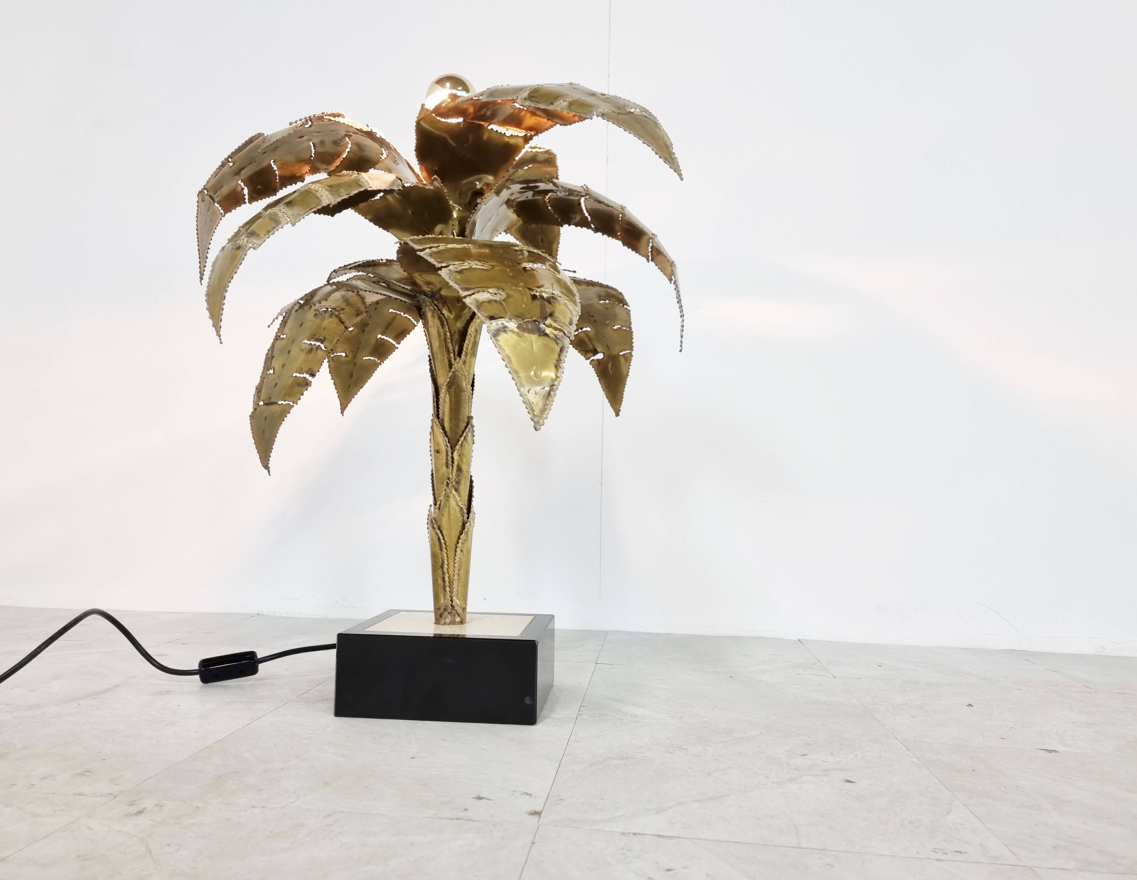 Maison jansen palm table lamp, 1970s