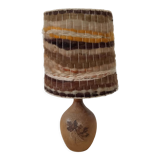Sandstone lamp, wool lampshade, 50s/60s