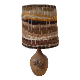 Sandstone lamp, wool lampshade, 50s/60s