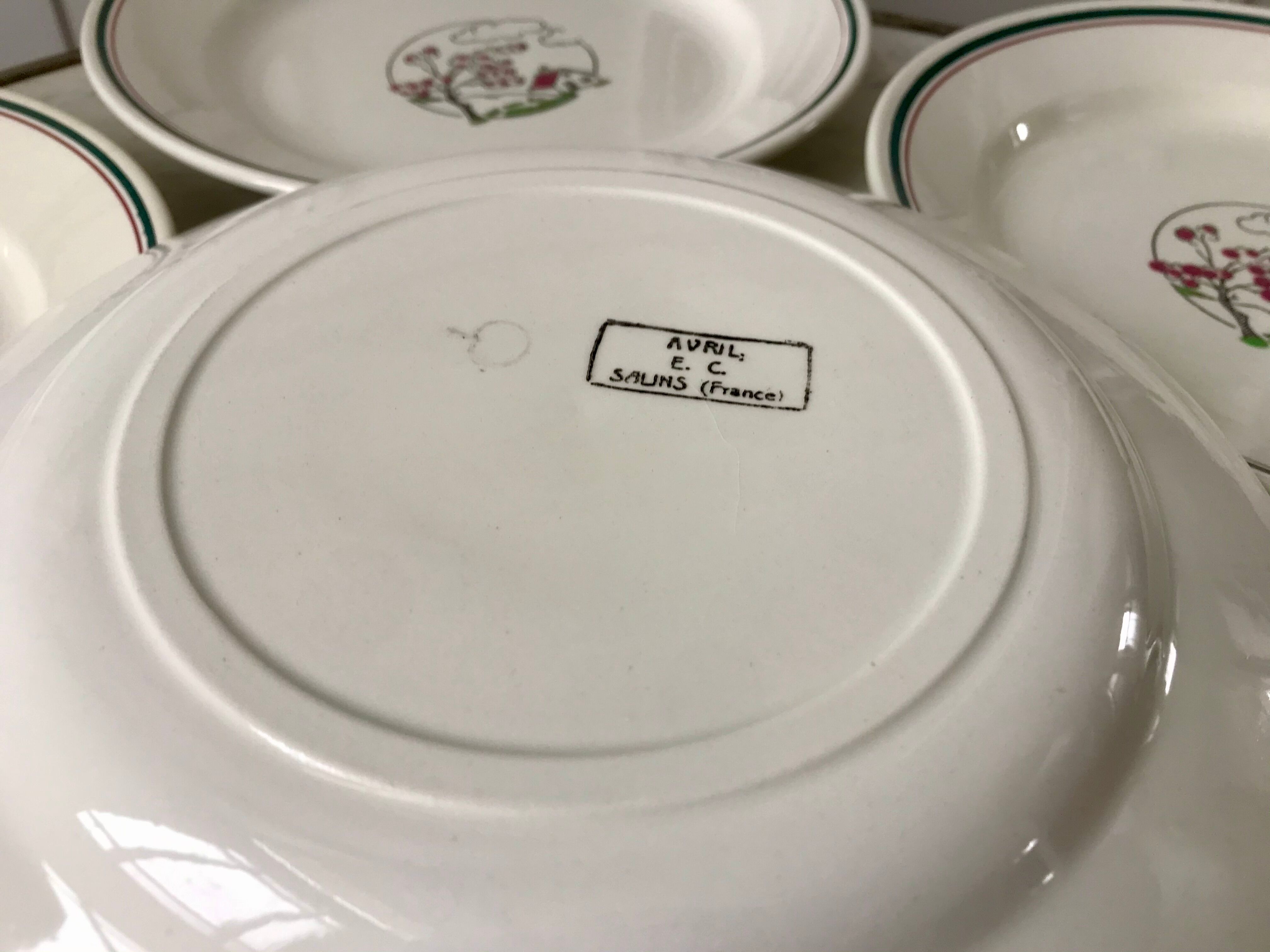 Set of 6 flat plates salins model "april" years 30-40